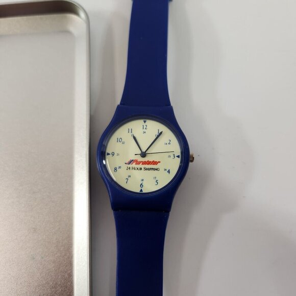Purolator Courier Wrist Watch Lot of 2 Blue & Leather Bands Gift Novelty Vtg - Picture 2 of 13